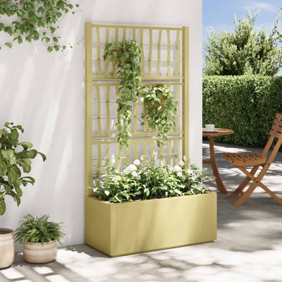 vidaXL Tuinbloembak met klimrek Groen 80 x 36 x 140 cm PP