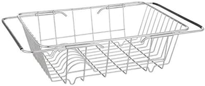 Afdruiprek - Gootsteen Afvoerrek - Afvoermand - RVS - Uitschuifbaar - Installatievrij - Ideaal voor Keuken & Camping - 34*25*12cm - Zilver
