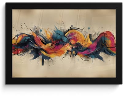 Poster in lijst - Fotolijst 30x20 cm - Posters - Explosie - Kleurrijk - Vormen - Abstract - Posterlijst zwart - Decoratie - Wanddecoratie woonkamer - Muurdecoratie slaapkamer