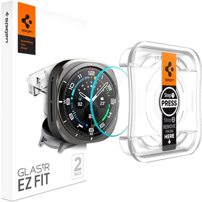 Spigen EZ FIT Glas.tR Screenprotector met applicator voor de Samsung Galaxy Watch Ultra (2024/2025) - Transparant