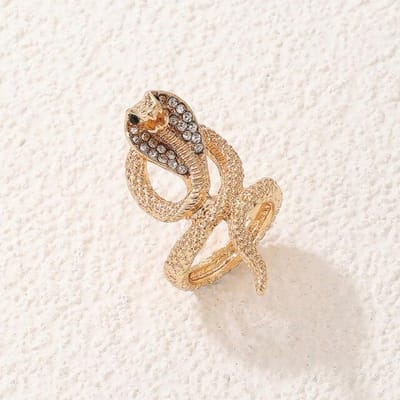 Huatang Persoonlijkheid Slangvormige Knokkel Midi Ringen Voor Vrouwen Luxe Kristal Geometrie Dier Metaallegering Goud Sieraden Anillos 19725 beige
