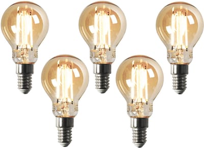 LUEDD Set van 5 Smart E14 LED lamp P45 goud 4,9W 470 lm 1800-4000K
