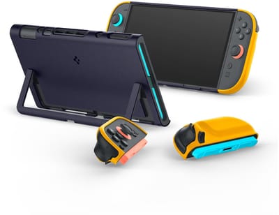 Spigen Nano Pop Hoes Nintendo Polycarbonaat (PC), Thermoplastic polyurethaan (TPU) Marineblauw , Geel