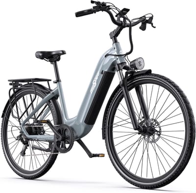 Onesprot Elektrische Fiets 27.5 Inch - 120 km Actieradius - 655Wh Accu -Shimano 7 Versnellingen - Hydraulische Schijfremmen - Aluminium Frame - LED Display & APP - Elektrische Stadsfiets - Grijs