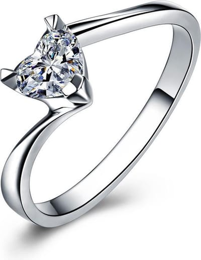 Zilveren Ring – Hart – Zirkonia - Damesring - 17.75mm