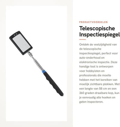 Dailygoods - Telescopische Inspectiespiegel - LED-verlichting - 360 Graden Draaibaar - Inspectie Gereedschap - Voor Auto en Hobby - Gelegeerd Staal