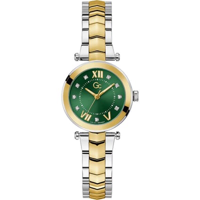 Gc Gc Illusion Quartz Analoog Horloge Zilver En Geel Kast: 100% Roestvrij Staal | Bracelet 100% Roestvrij Staal 30 mm Y93007L9, Y93008L3