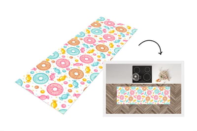 Keukenloper - Loper keuken - Snoep - Donuts - Patronen - 150x50 cm - Keukenloper vinyl