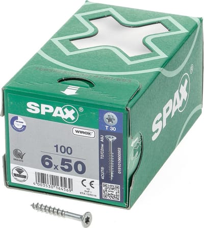Spax - Spaanplaatschroeven - Torx 30 Platkop - 6 x 50mm - Deeldraad - WIROX (100 stuks)