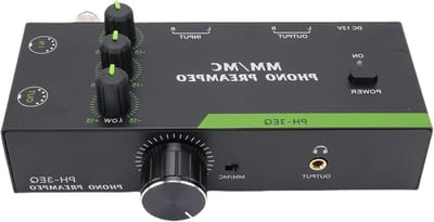 MM Phono Voorversterker met 3-Bands Aanpassing en XLR Ingang/Uitgang voor Platenspeler en Phonograaf (EU Plug)