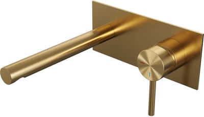Brauer Gold Edition inbouw wastafelmengkraan met rechte uitloop en afdekplaat model A1 goud geborsteld PVD