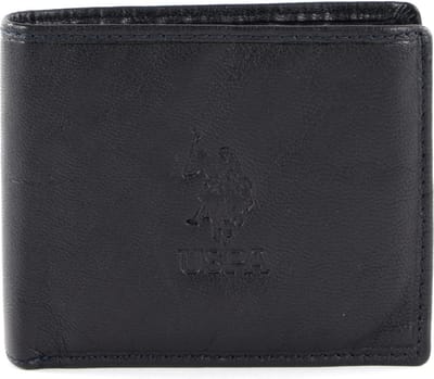U.S. POLO ASSN. Leren Portemonnee Horizontal Wallet with Coin and Flap Blue Blauw