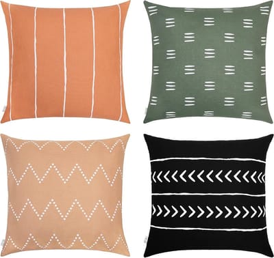 Decoratieve Sierkussenslopen - Kussenhoezen Set - Woonkamer Decoratie - Moderne Boho Ontwerpen - 45x45 cm - Groen Beige Zwart Oranje