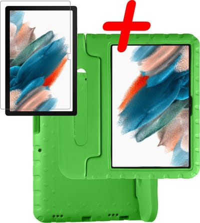 Hoesje Geschikt voor Samsung Galaxy Tab A8 - Met Screenprotector - Kinderhoes Shockproof Bumper - Kidsproof Case - Tablet Hoes - Kinder Hoes Cover - Groen