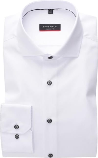ETERNA modern fit overhemd - niet doorschijnend twill heren overhemd - wit (zwart contrast) - Strijkvrij - Boordmaat: 44 (EU maat: XL)