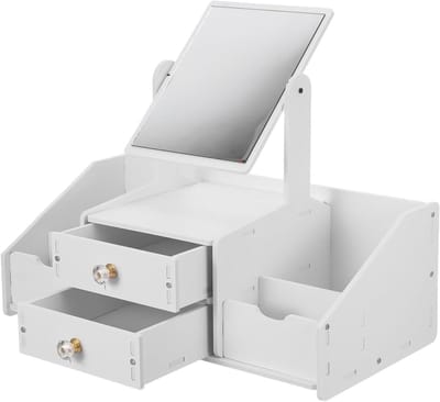 Make-up Organizer - Opberger Kaptafel - Sieraden Opbergen - Met Spiegel - 40 x 21 x 20 cm - Wit