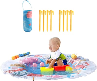 Babyzwembad Strandmat - Draagbaar Peuterbad - Buiten Spelen - 2-in-1 Ontwerp - 140 cm Rond - Multicolor