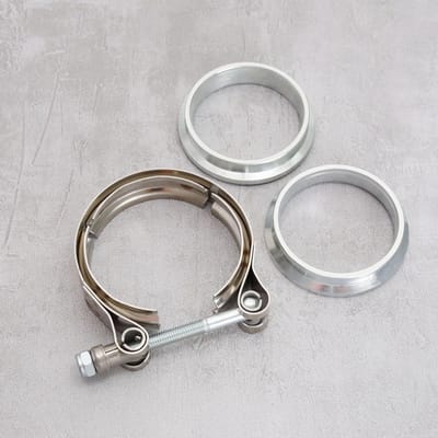 Dailygoods- Uitlaatklem V-vormig - Roestvrij Staal - Flensset - Turbo Accessoire - Duurzaam - Eenvoudig te Installeren - Uitlaatflens