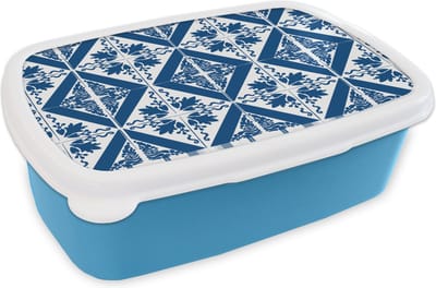 Broodtrommel Blauw - Lunchbox - Brooddoos - Tegel - Portugal - Patroon - 18x12x6 cm - Kinderen - Jongen