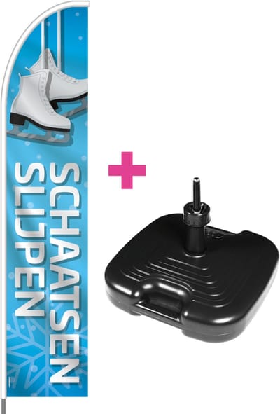 Beachflag - Schaatsen Slijpen - Vlag + Parasolvoet + Rotator + Hengelsysteem + Draagtas - Actievlag.nl