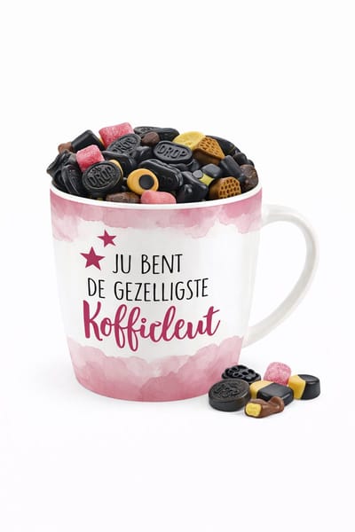 Koffieleut - Mok Keramiek - Drop - Zijden lint: "Speciaal voor jou"