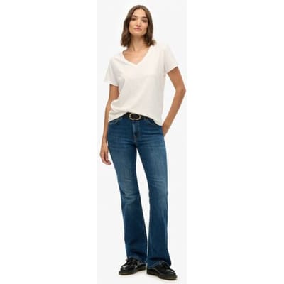 Superdry Organic Cotton Mid Rise Flare Jeans Blue Grootte: 26/32