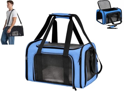 SMH LINE® Draagtas Hond en Kat - Hondentas - Reistas - Kattentas - Draagtas Huisdieren - 45x34x34 cm - Max 6.8 Kg - Blauw