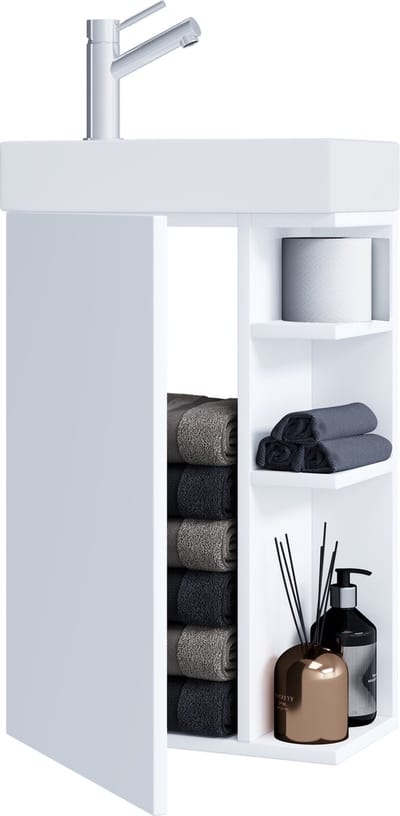 2-delige badkamermeubelset gastentoilet gastentoilet wastafel klein smal Lumia