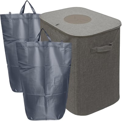 Statiegeld prullenbak - 100 l - 2 tassen - grijs