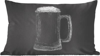 Sierkussens - Kussentjes Woonkamer - 60x40 cm - Bierpul - Schuim - Krijttekening