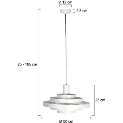 Witte Hanglamp Halo Cirque 4217W - Hoogte instelbaar, 50 cm, trendy design van metaal en kunststof, Steinhauer
