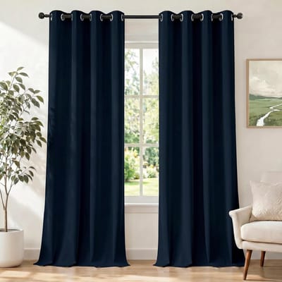 Gordijnen Kant En Klaar Set Van 2, 140x175cm, Gordijnen Verduisterend Met Ringen, Thermische Gordijn, Verduisteringsgordijn, Thermogordijnen, Deurgordijn Voor Slaapkamer Woonkamer, Blauw