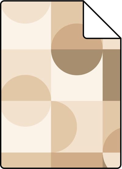 Proefstaal ESTAhome behang cirkels in Bauhaus stijl beige, bruin en wit - 26.5 x 21 cm - 130937-S