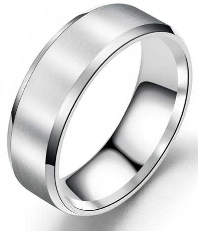 Heren Ring Zilver kleurig met Strak Gepolijste Rand - Staal - Ringen Mannen Dames - Papa Cadeau Voor Mannen - Vaderdag