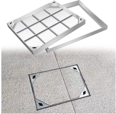 Septic Tank Cover - Putdeksel Rioolafvoer - Inspectie en Onderhoud - Roestvrij Staal 304 - 30 x 30 cm - Zilver