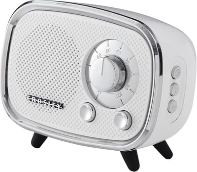 Vintage Draaiende Luidspreker - Draagbare Bluetooth Speaker - Wit