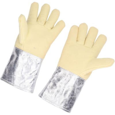 1 Paire de Gants en Feuille d'Aluminium Résistance Haute Température Gants d'Isolation Thermique pour Soudure Industrielle Lutte Contre l'Incendie beige