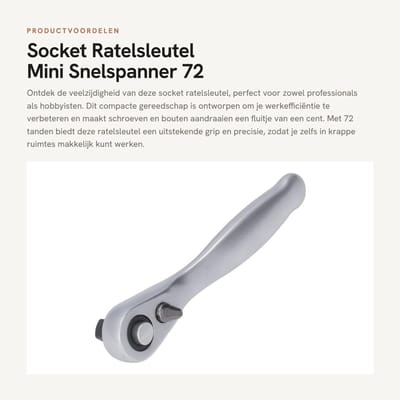 Dailygoods- Ratelsleutel Mini 72 Tanden - Dopsleutelset - Snelspanner - Schroevendraaier - Handvat - 1/4 inch Aandrijving - Dopsleutel