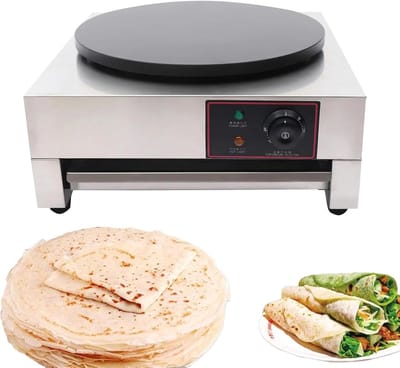 Pannenkoek Machine - Crêpe Maker - Bakken & Braden - Instelbare Temperatuur - 45cm Breed - Zilver