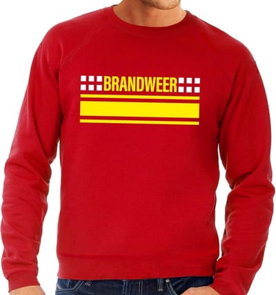 Brandweer logo verkleedkleding sweater - rood - voor heren - Hulpdiensten - verkleedkleding S