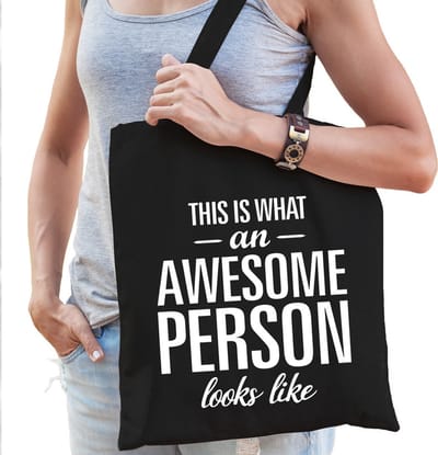 Awesome person / geweldige persoon cadeau katoenen tas zwart voor dames - kado tas / tasje / shopper