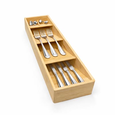 Cheffinger Bestekbak - 5-vakken - Bamboe Hout - Keuken Organizer voor Bestek