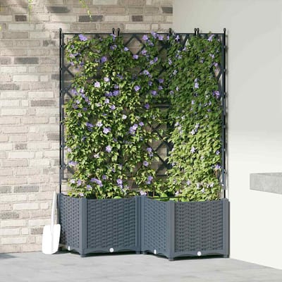 vidaXL - Plantenbak - 3 - st - Lichtgrijs - 80 - x - 80 - x - 143 - cm - PP