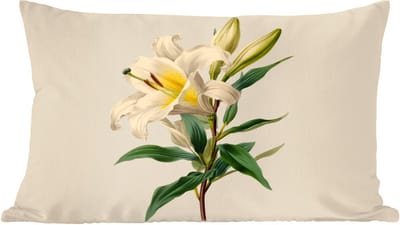 Sierkussens - Kussentjes Woonkamer - 60x40 cm - Lelie - Elegant - Botanisch - Beige