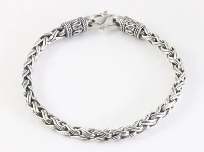 Zware gevlochten zilveren armband - lengte 19 cm
