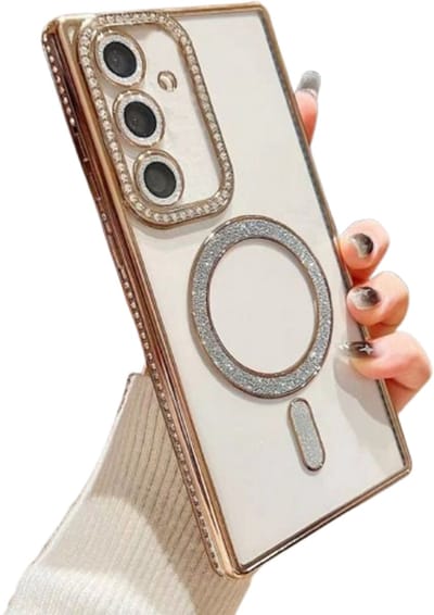 Diamant Glitter Telefoonhoesje Geschikt voor Magsafe met Camera Bescherming voor Samsung Galaxy S24 Plus / S25 Plus - FuturiQ - Goud