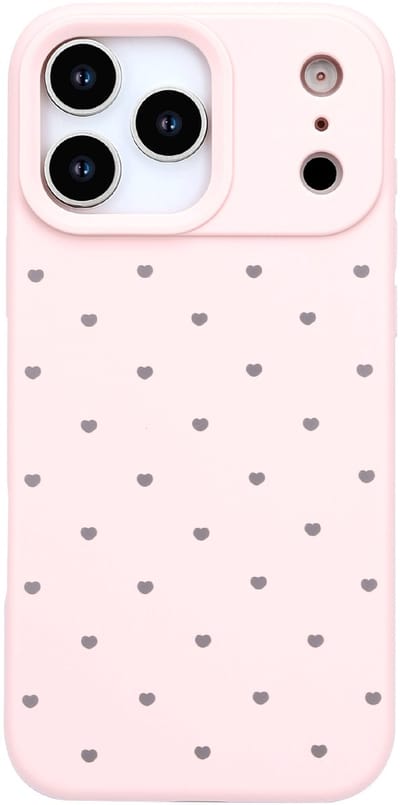 Hoesje Geschikt voor Apple iPhone 17 Pro - Roze - Casemania Stevige Siliconen Back Cover met Hartjes Print
