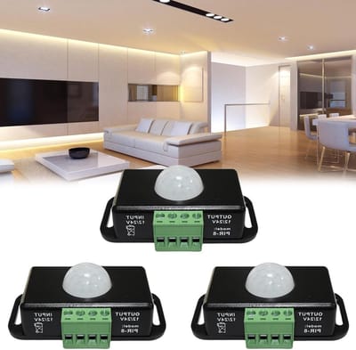 LED Bewegingssensor Set: Mini Infrared PIR Sensor voor Automatische Verlichting, Geschikt voor LED Strips en Lampen, DC 12V 24V