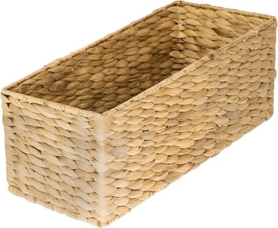 Opbergmand voor KALLAX half vak, gevlochten van waterhyacint voor badkamer, keuken en woonkamer | 38 x 15 x 14 cm | Natuurlijke uitstraling, duurzame opslag, multifunctioneel gebruik