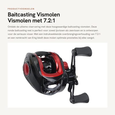 Dailygoods- Vismolen Krachtige Baitcaster - 7,2:1 Overbrengingsverhouding - 8 Kg Remkracht - Anti-explosielijnfunctie - Compact Ontwerp - Ideaal voor Sportvissers